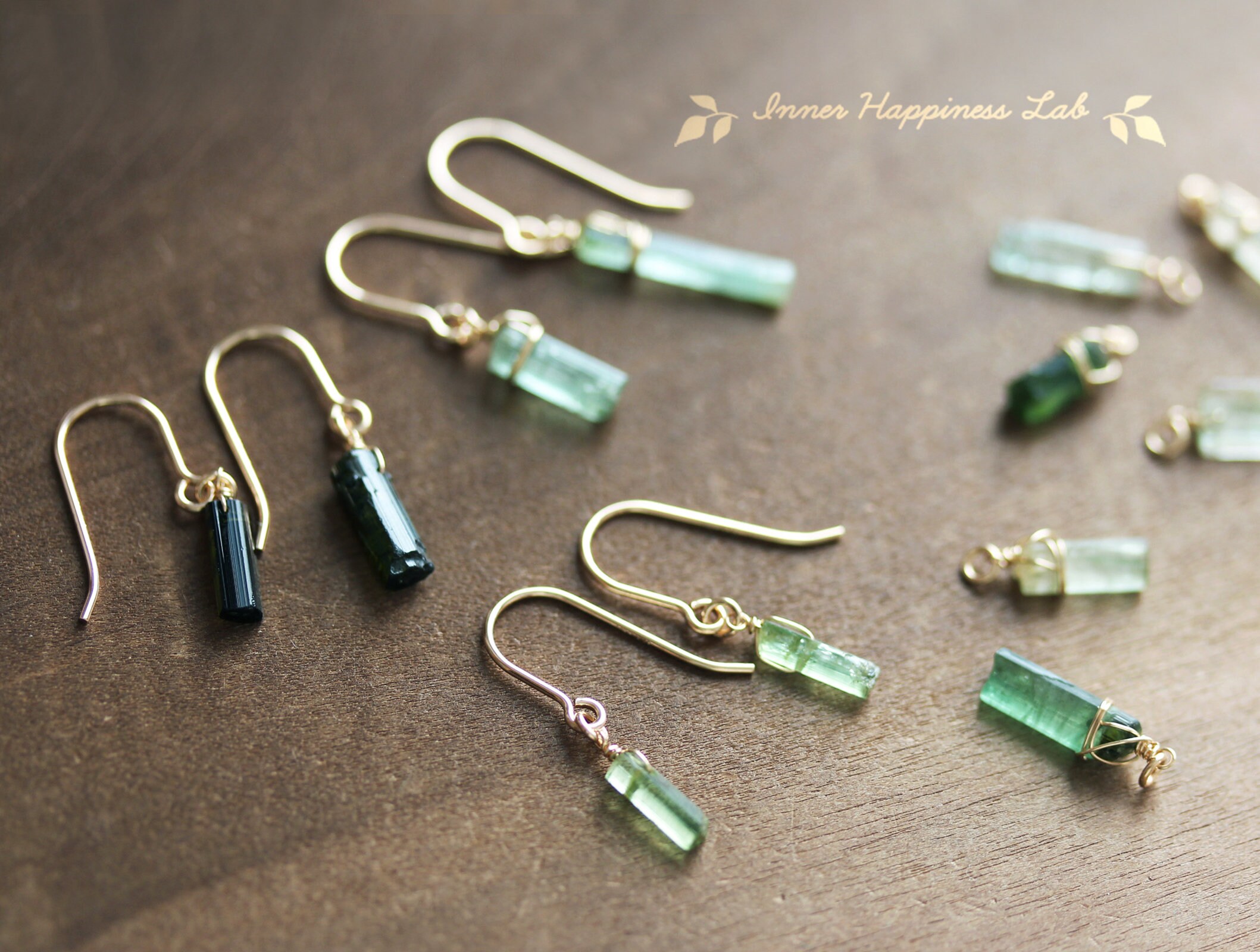 Green tourmaline earrings, Raw tourmaline earrings, Stick tourmaline earrings, 14K Gold filled, Sterling silver