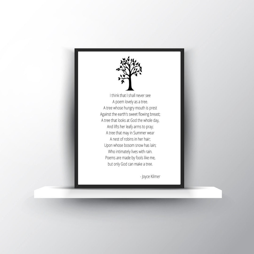 Printable Joyce Kilmer Trees Poem Quote Instant Download Etsy