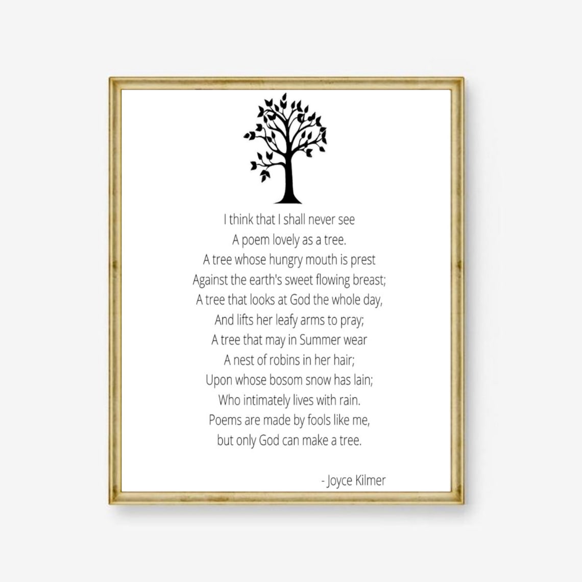 Printable Joyce Kilmer Trees Poem quote Instant download Etsy