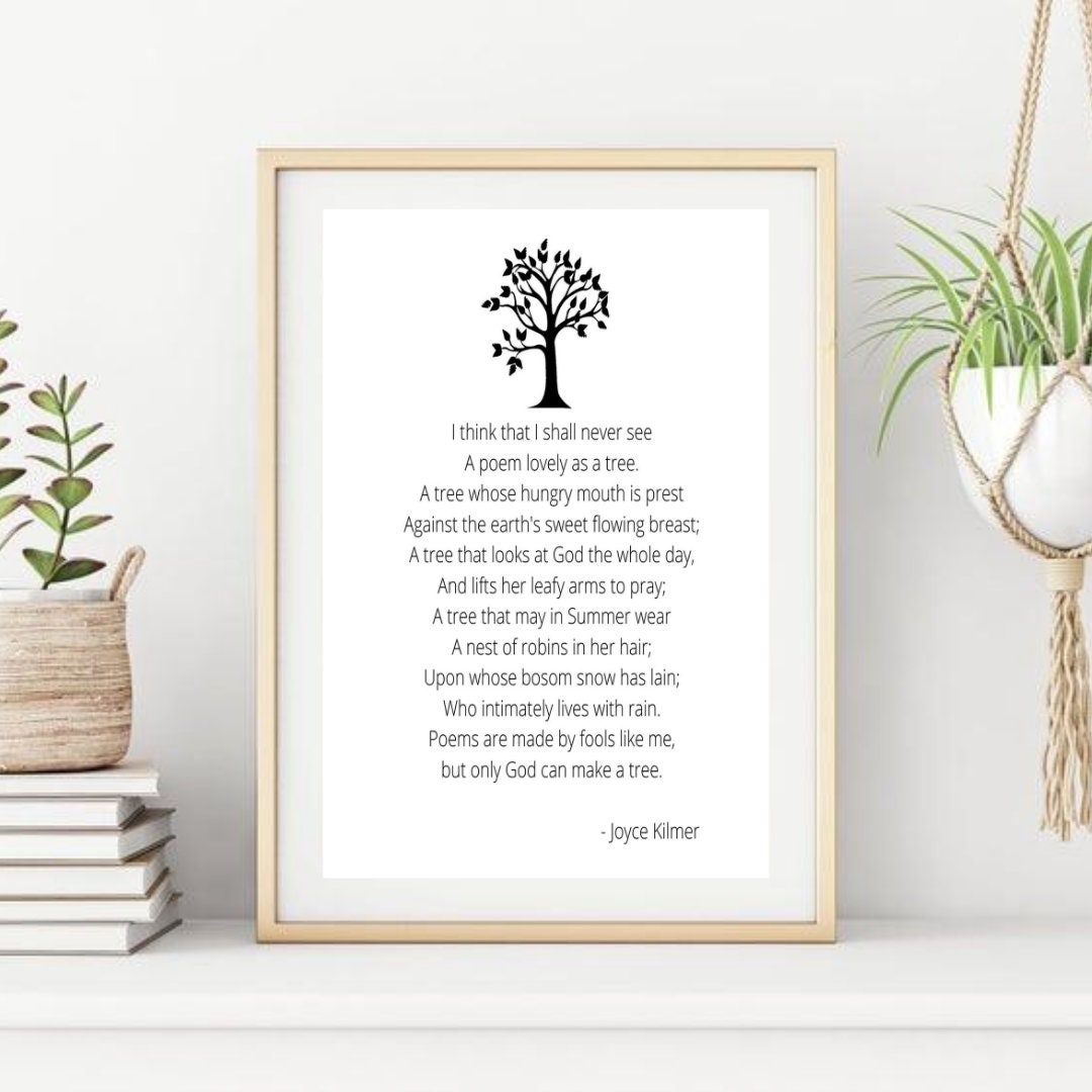 Printable Joyce Kilmer Trees Poem Quote Instant Download Etsy