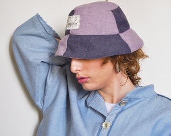 Summer Cotton Bucket Hat In Three Different Colors Lilac - Grey - Lilac/Grey Checked