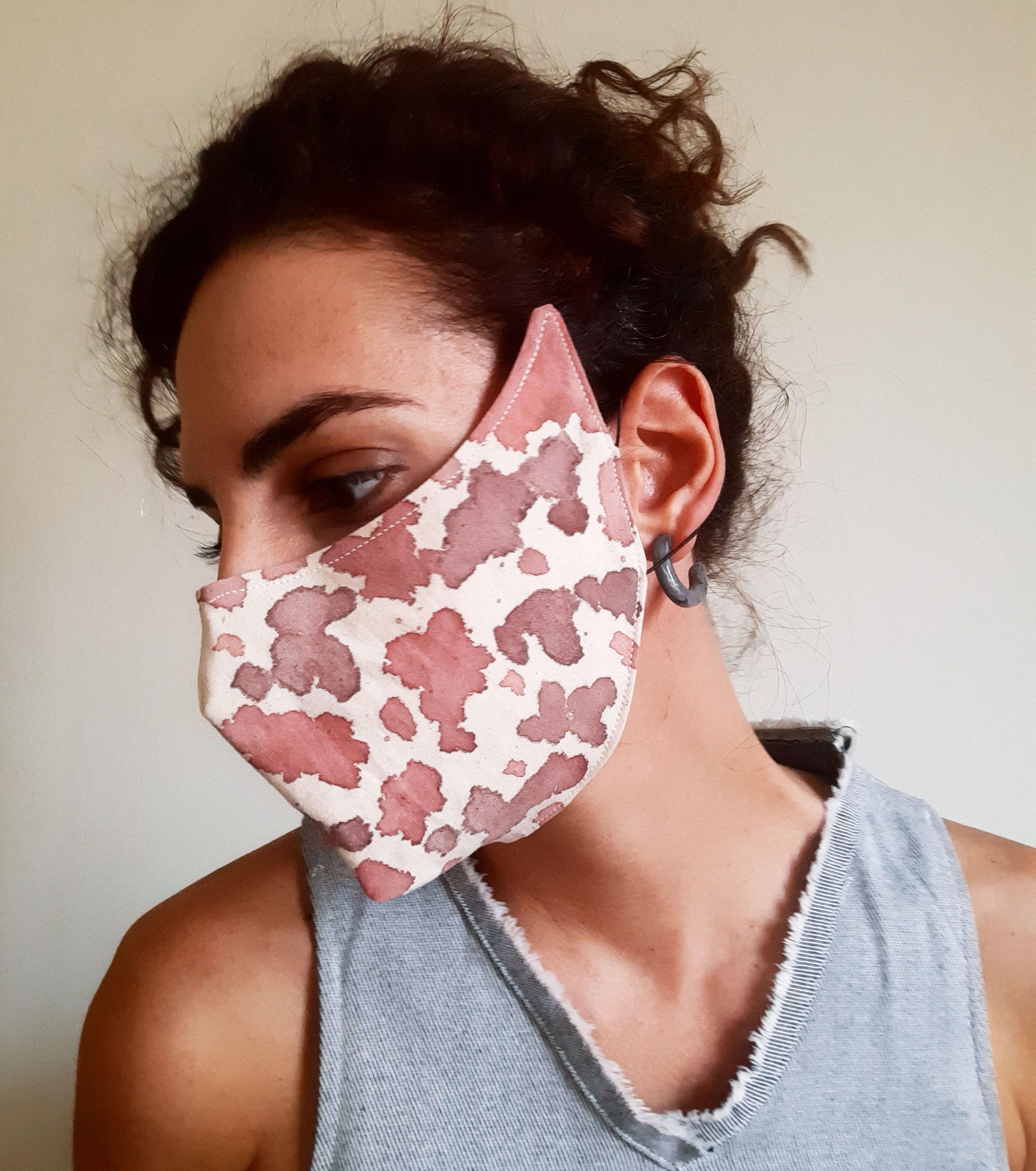 Handpainted Creative Face Mask With Nose Wire Etsy