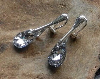 Sterling Silver Dangle Clip-On Earrings - Elegant 925 Silver Non-Pierced Ear Jewelry, Handcrafted Drop Earrings, Gift for Her