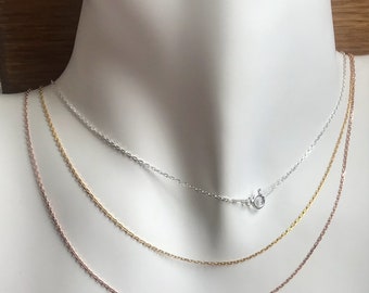 Sterling Silver Anchor Chain Necklace Gold Plated Rose Gold