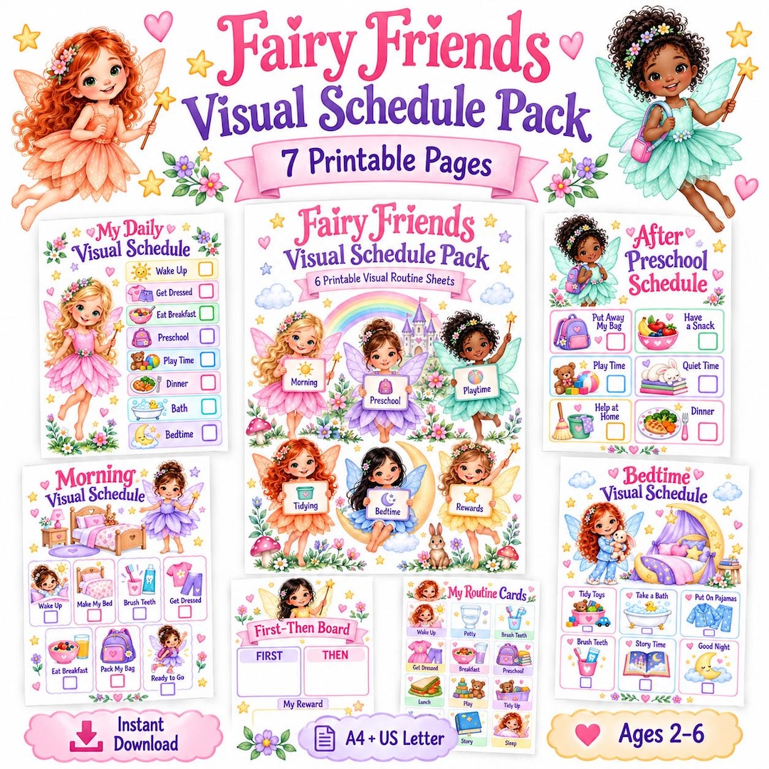 Fairy Visual Schedule for Kids – Preschool Daily Routine Printable ...