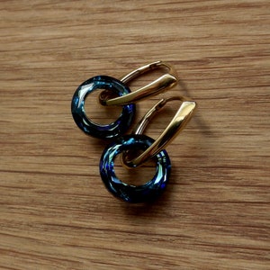 24k Gold-Plated Sterling Silver Earrings with Swarovski Crystals - Versatile 2-in-1 Design