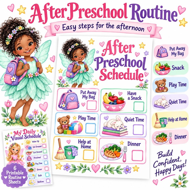 Fairy Visual Schedule for Kids – Preschool Daily Routine Printable ...