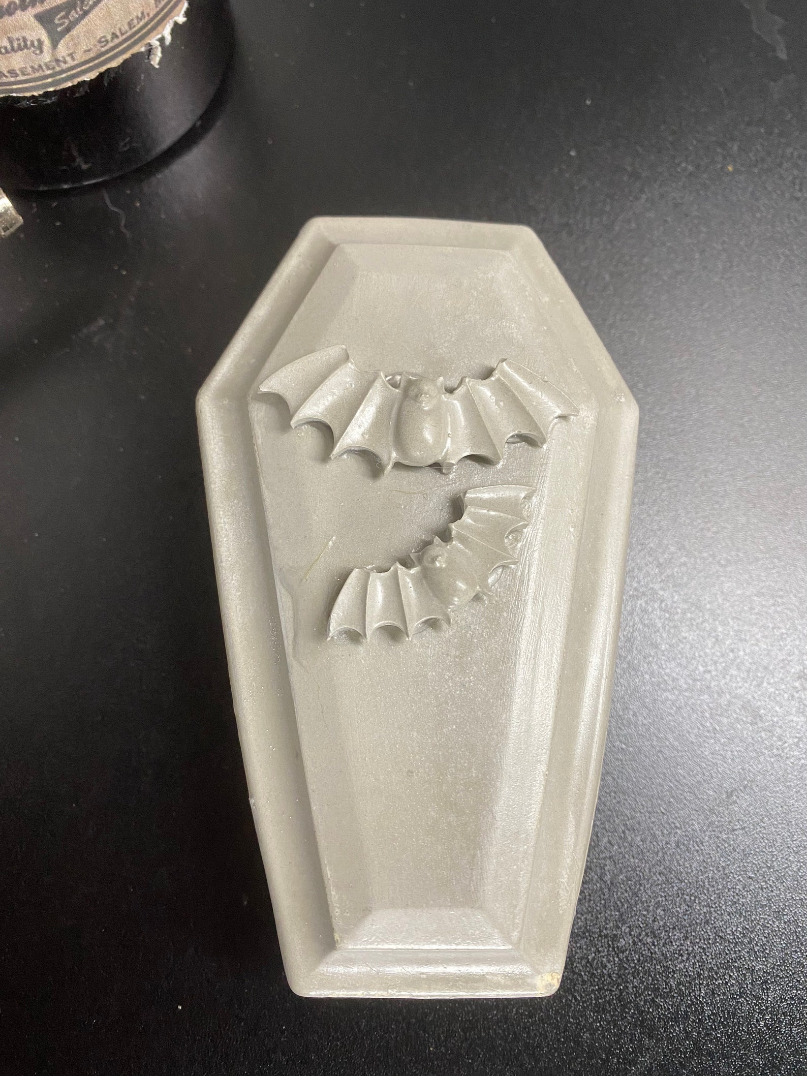 Concrete Coffin Trinket Jewelry Box With Bats Etsy