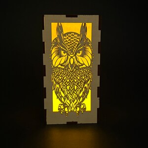 Great Owl Mini Shoji Japanese Laser Etched Tea Lamp / Lantern Insert****