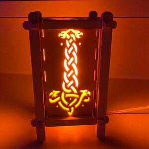Mini Shoji Japanese Laser Etched Tea Lamp Lantern Insert Mjolnir Hammer Pattern ****Insert Only