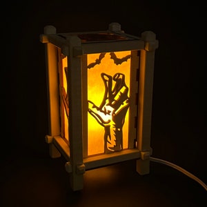 Halloween Creepy Hand Mini Shoji Japanese Lantern With Swappable Laser Etched Tea Lamp