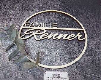 Familienschild personalisiert Wunschname Lasergravur Türschild Hochzeit Hochzeitsgeschenk Geschenk Familie