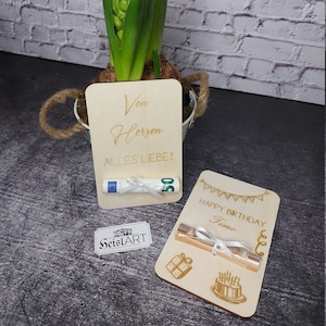 Postkarten aus Holz für Geldgeschenk - Holzpostkarte - Personalisiert - Individuell - Nachhaltig - Modern