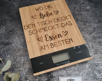 Digitale Küchenwaage Lasergravur - Geschenk - Mama - Oma - Kochen - Backen - Natürlich- Liebe - Geschenk