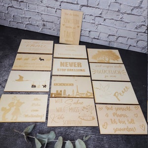 Postkarten aus Holz mit Lasergravur