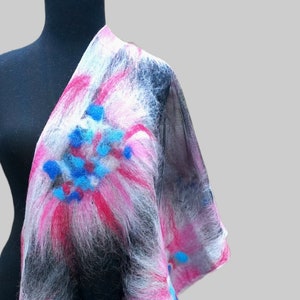 wedding shawl / wool scarf / handmade felted / woman handmade felted / silk scarf / gift women / Nuno felt / felted scarf / merino  wool