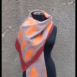 Beautiful warm felt scarf / silk scarf /wool scarf /Nuno felt / felted scarf / merino  wool/gift for women/ woman felted scarf/ winter felt