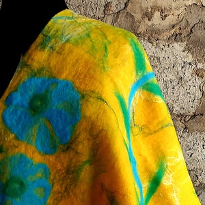 merino wool/wool scarf/yellow scarf/women felted scarf /wedding scarf/ handmade women scarf/personalized gift/handmade scarf/warm scarf