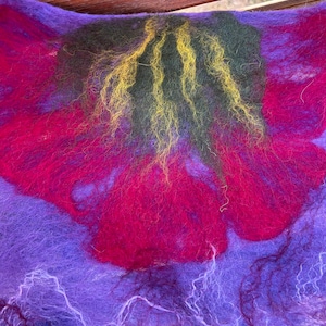 purple felt scarf/merino wool/multicolored felt scarf/orange scarfs/ scarf /Nuno felt /natural fabric scarf/merino  wool/woman felted scarf