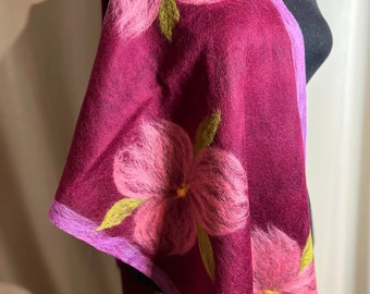 Bufanda de fieltro Nuno / bufanda de fieltro de lana y seda / regalo para mujer / fieltro hecho a mano / bufanda de seda / bufanda de lana / fieltro hecho a mano para mujer / fieltro Nuno / bufanda de fieltro