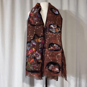 Elegant Nuno Felted Scarf, Handmade Silk and Wool Blend for Weddings, Luxurious Felted Scarf, Versatile Accessory for Any Occasion,