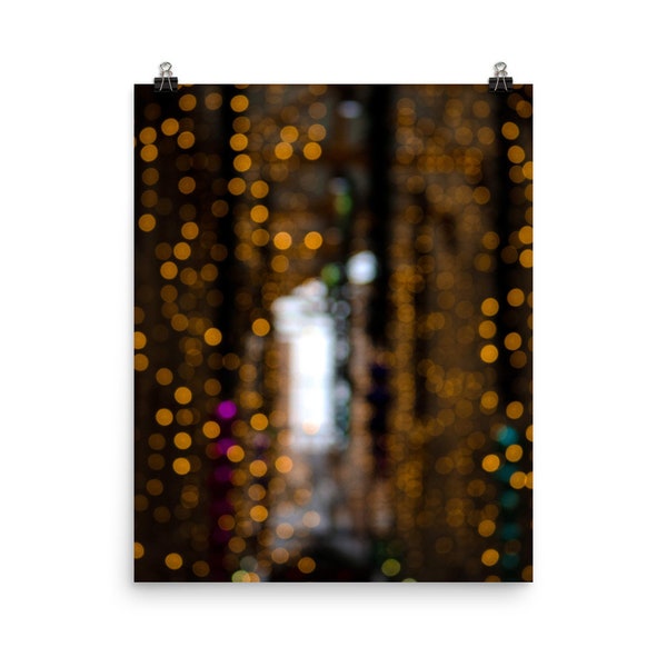 Print Herbst Dekor Bokeh Blurred Lights Gold Fotografie Gelb Rot Dekoration Herbst