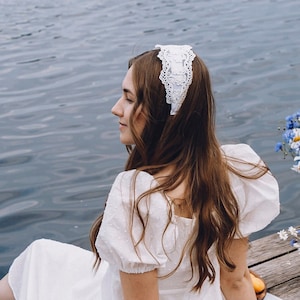 White Lace Headband, Bridal Headpiece, Bridal Hair Accessories, Handmade Veil, Wedding Accessories, Wedding Headband, Wedding Gifts for Her