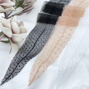 Dotted Handmade Scarf with Tapered Ends, Tulle Head Covering for Church, Handmade Catholic Veil, Orthodox Baptist Scarf