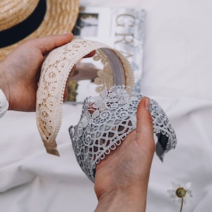 Fascia per capelli in pizzo, copricapo in pizzo fatto a mano, copricapo, accessori estivi per ragazze, regalo originale, fascia ornamentale