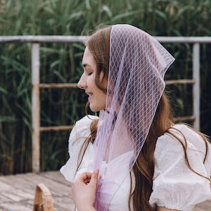 Rhombus Tender Scarf, Head Covering without Decor, Handmade Headscarf for Women, Orthodox Veil, Mantilla, Church Veil, Gift for Mother
