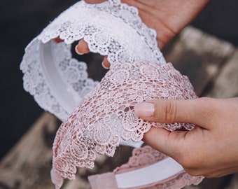 Handmade Lace Headband, Lace Head Covering, Summer Accessorize for Girls, Original Gift, Church Head Wrap