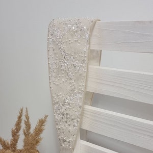 Scarf with Bead, Handmade Headcovering, Modern Headkerchief for Women, Wedding Hair Accessory, Church Veil, Gift for Girl