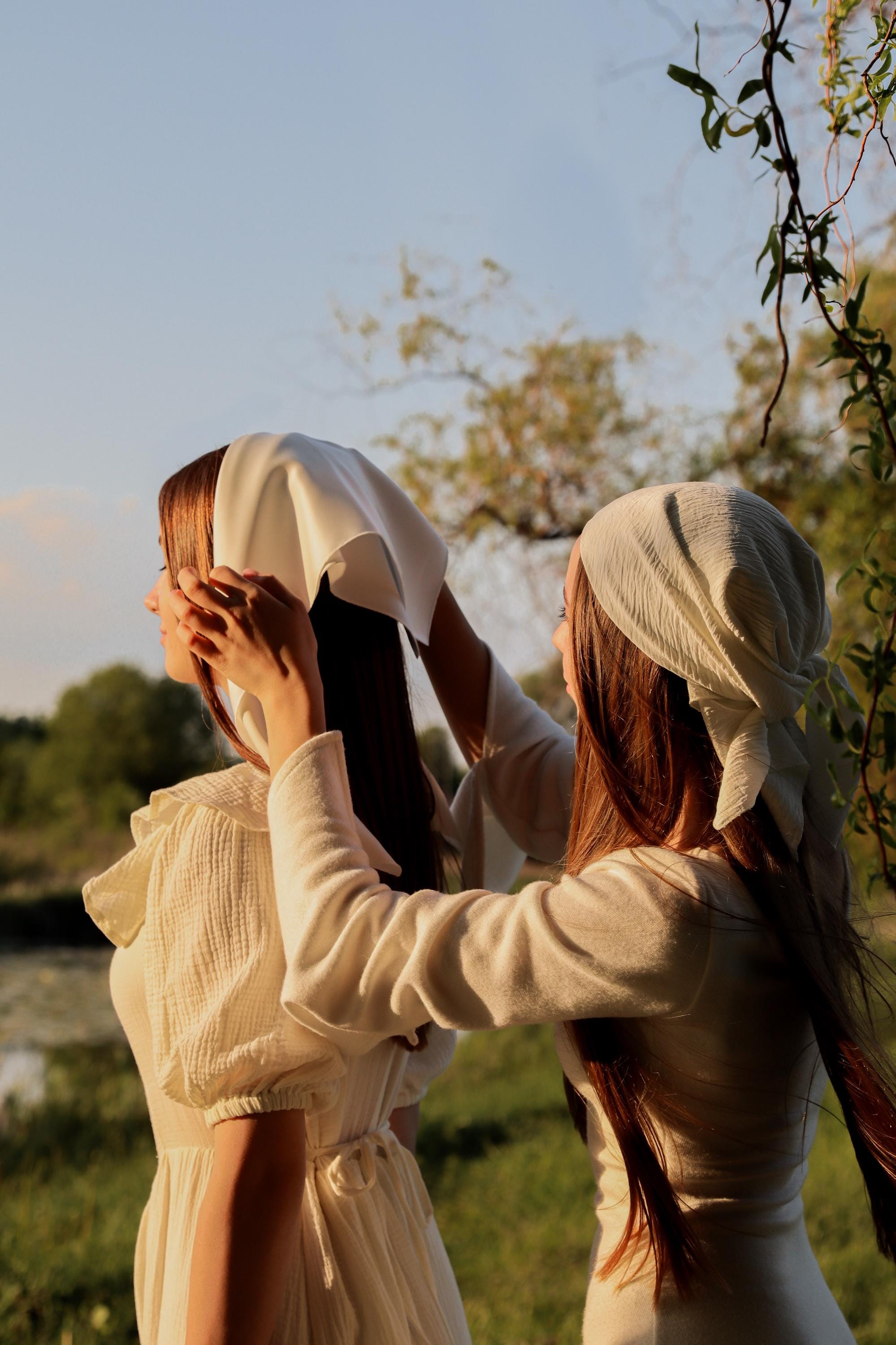Silk Handmade Head Covering, Hair Accessory for Girls, Church Veil, Orthodox Veil, Mantilla, Silk Headscarf, Fashion Scarf, Bag Accessory