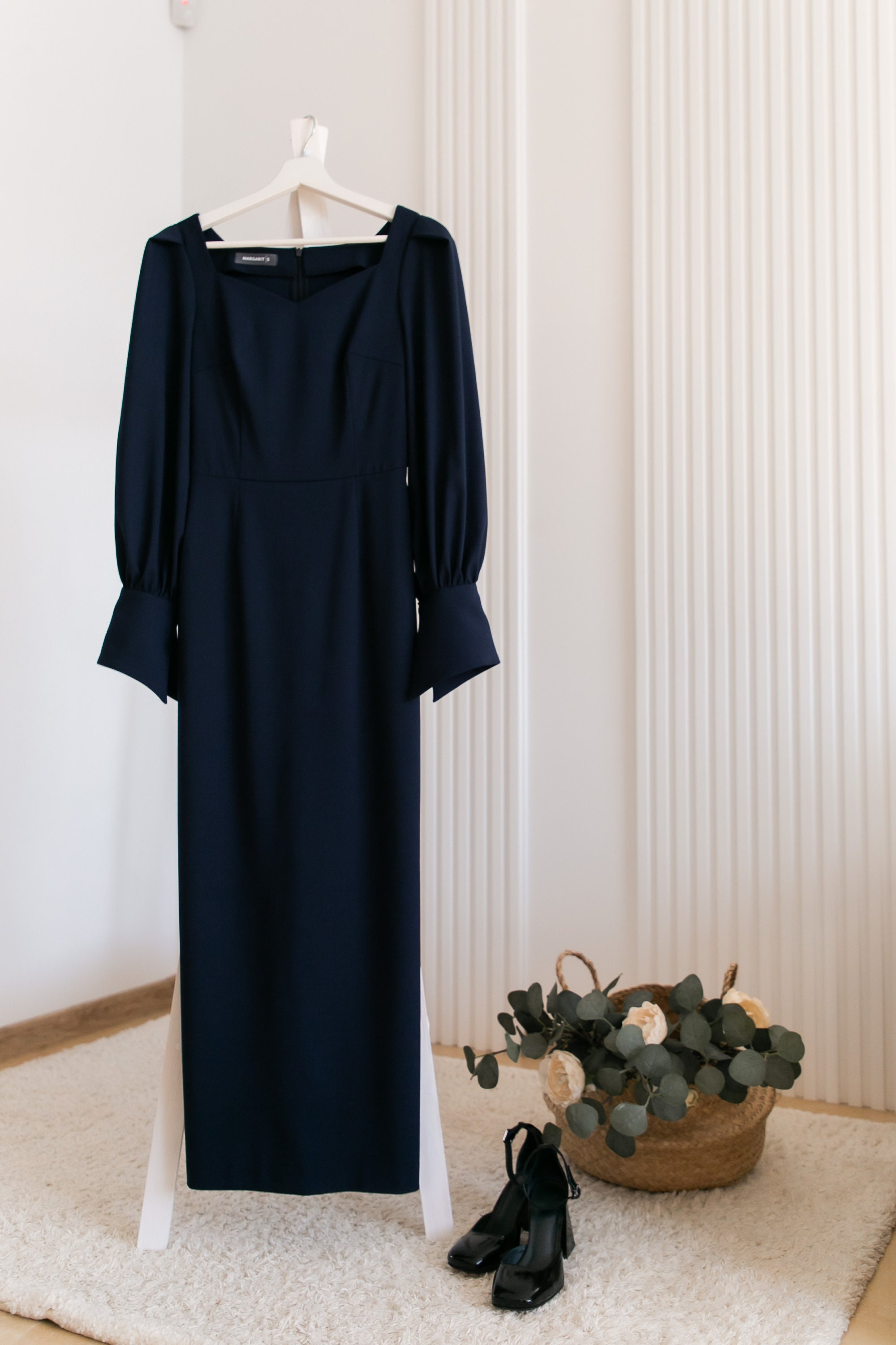 long sleeve suit dress Elegant Suit Fabric Dress: Long Sleeve Formal Wear
