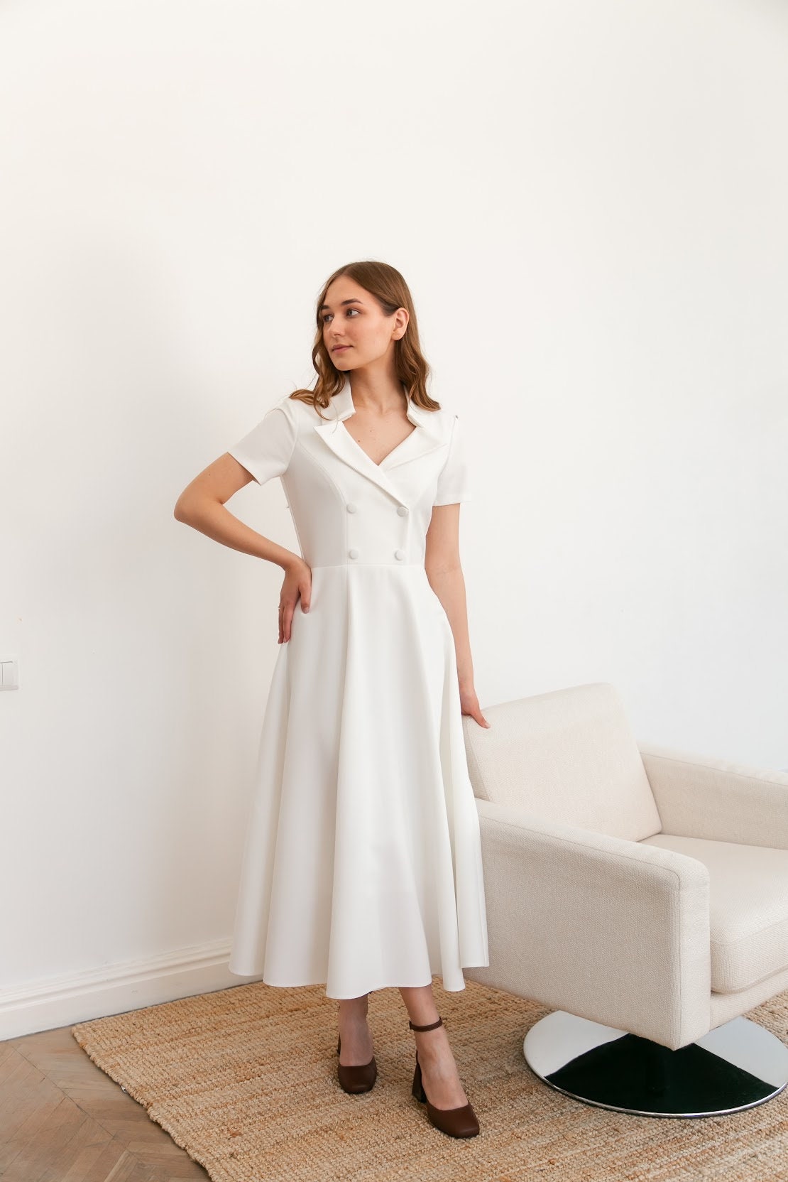 button front formal dress Amal Button Front Sweater Dress