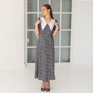 Elegant Dress with Collar, Minimalist Dress, Summer Clothing, Elegant Minimalist Dress