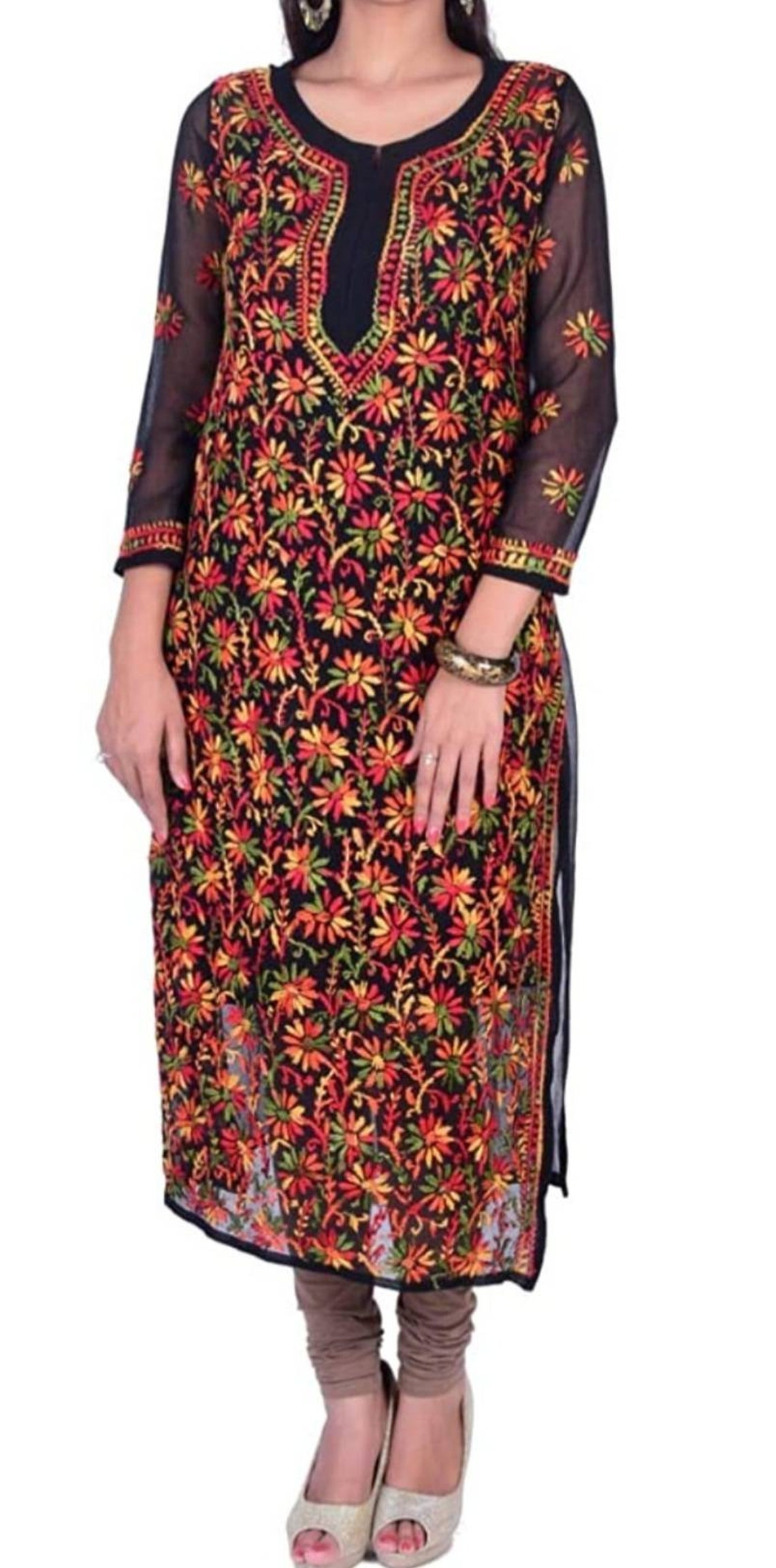 multicolor chikankari kurti