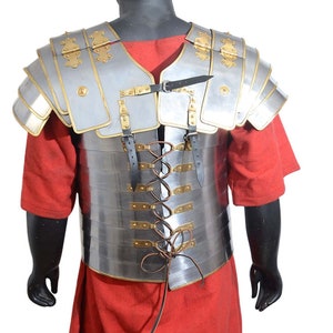 Roman Lorica Segmentata ,Shoulders Armor Brass Trimmed ,Lorica Segmentata Double Brass Hinges, Mother day Gifts image 5