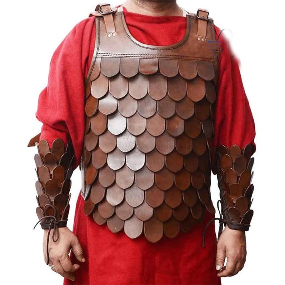 Disfraz de armadura de escamas de cuero fantasy Warrior Ropa Ropa para hombre Disfraces 