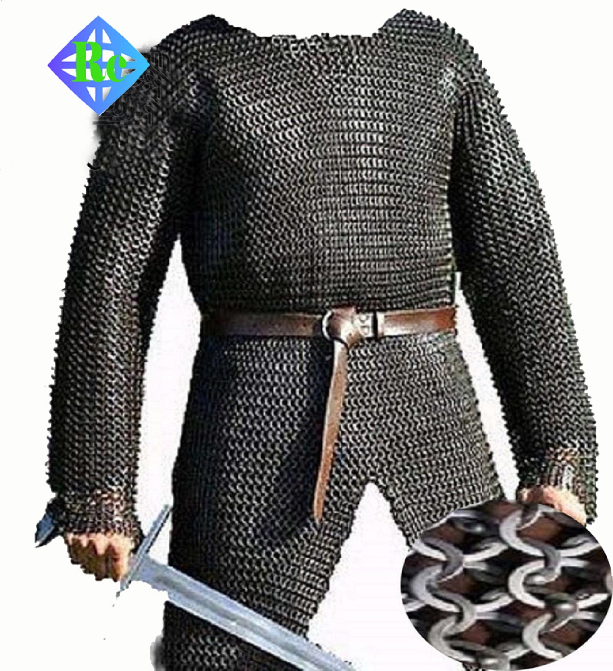 Medieval Riveted Chainmail Steel Chain Mail Long Sleeve LARP SCA Reenactment