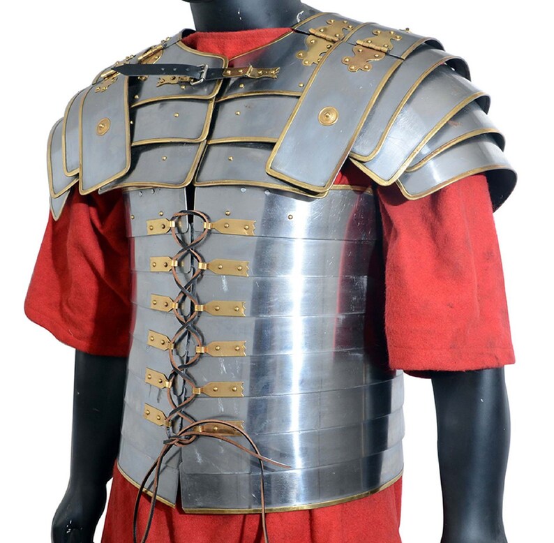 Roman Lorica Segmentata ,Shoulders Armor Brass Trimmed ,Lorica Segmentata Double Brass Hinges, Mother day Gifts image 4