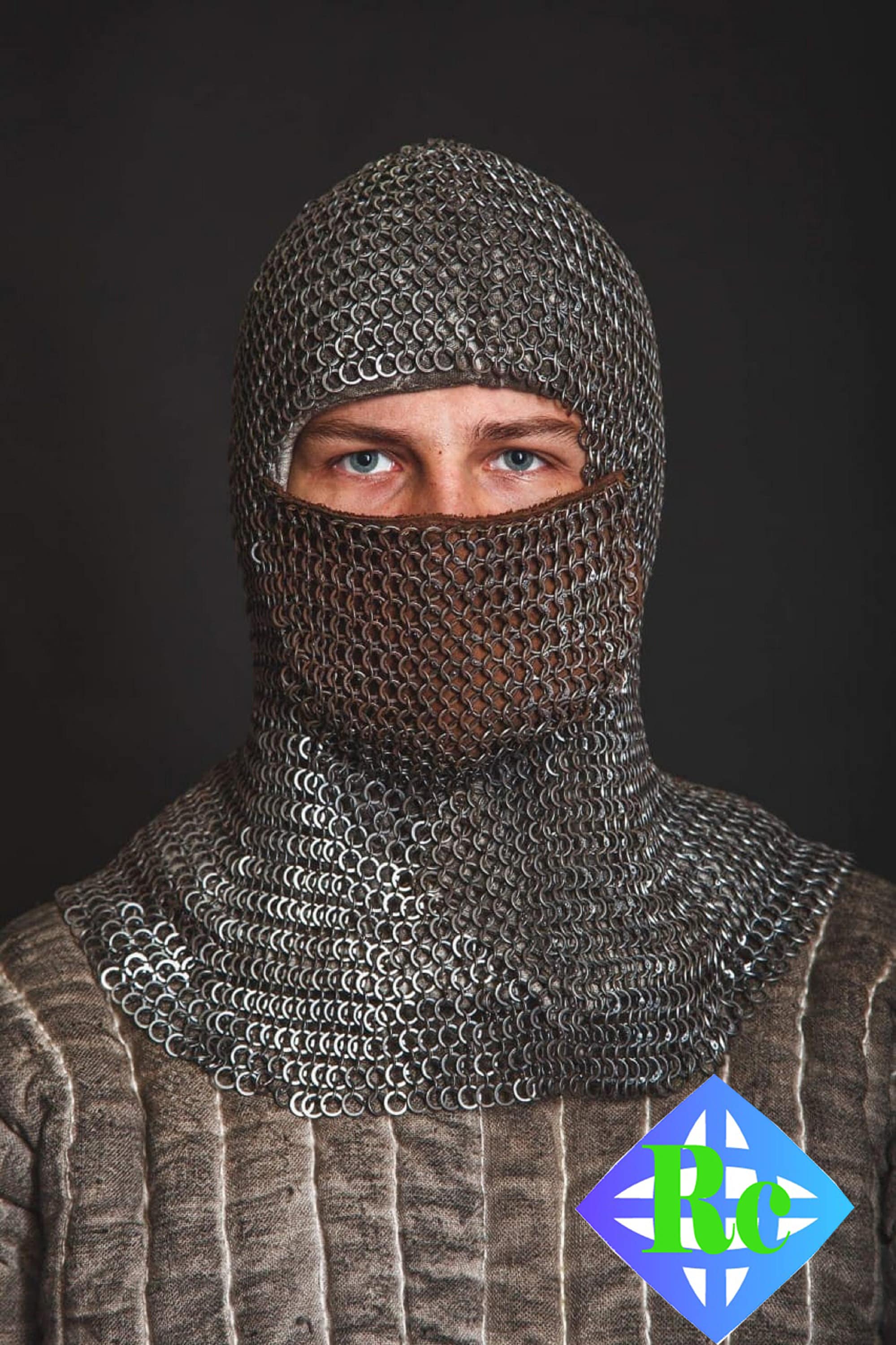 Medieval Knight Chainmail Hood Flat Riveted With Washer Chain Mail Coif  Armour