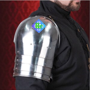 Simple XIV Century Medieval Pauldrons Set, Pauldrons Armour Set, Mild Steel Shoulder Arm, Easter day Gifts image 2