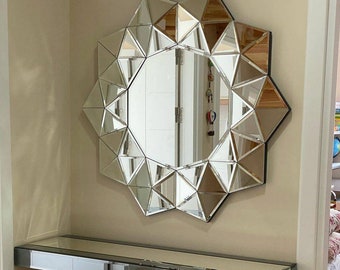 Living Room Mirror, Bohemian Decor, Pyramid Mirror Decor, Dresser Mirror Design, Premium  Mirror, Geometric Wall Art, Custom Design