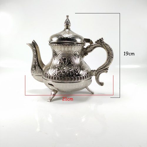 Traditional shops Moroccan Mint Tea Set, Engraved Tea Tray, Set Of 6 Cups, Teapot, Mint Tea Set, Premium Gift, Christmas Gift, Arabic Tea Set