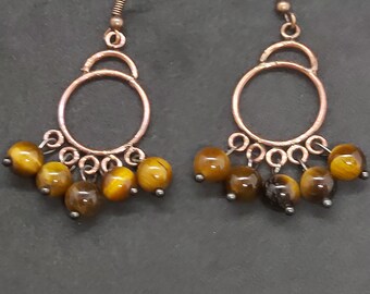 CLEARANCE - Copper and Tiger Eye Earrings