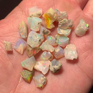 Natural Ethiopian Opal Rough 50 Carat Lot, Welo Opal Raw Stones with Multicolor Fire for Lapidary Cutting
