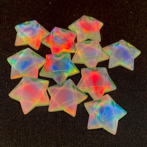 Aura Opal Star Gemstone 1 PC Faceted Rainbow six Point Stars, Lab Created Loose Stones for Jewelry carved opal stone 20 MM