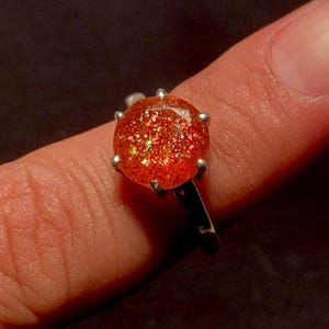 Faceted Sunstone Ring, 925 Silver Orange Sunstone Ring, Sparkling Sunstone Jewelry, Natural Gemstone Ring Gift