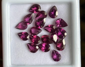 Lote de granate rodolita de Mozambique, piedra preciosa suelta facetada en forma de pera, granate rosa intenso, suministro para joyería, piedra de 7 x 5 mm (paquete de 5)